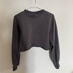 H&M Cropped Grey Crewneck Sweatshirt in Size Small
